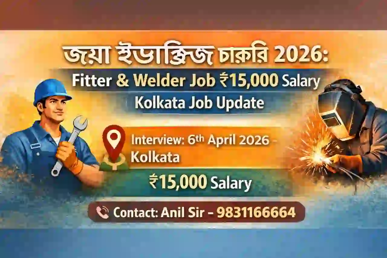 জয়া ইন্ডাস্ট্রিজে নতুন চাকরি: ₹15,000 Salary Fitter & Welder Job Kolkata